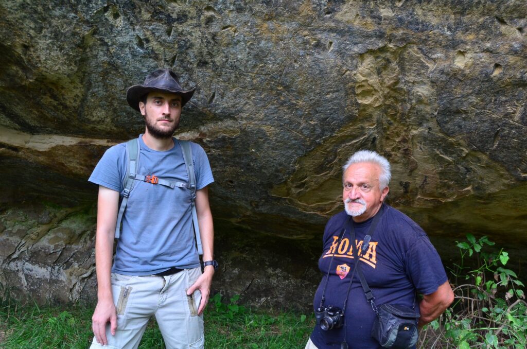 Marc and prof. Lazarovici at the site of the newly discovered engravings back in 2016.